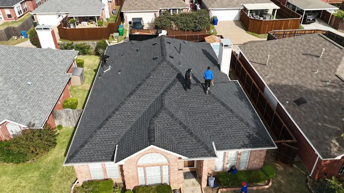 Slate & Tile Roof Repair work in progress on a Raymondville property